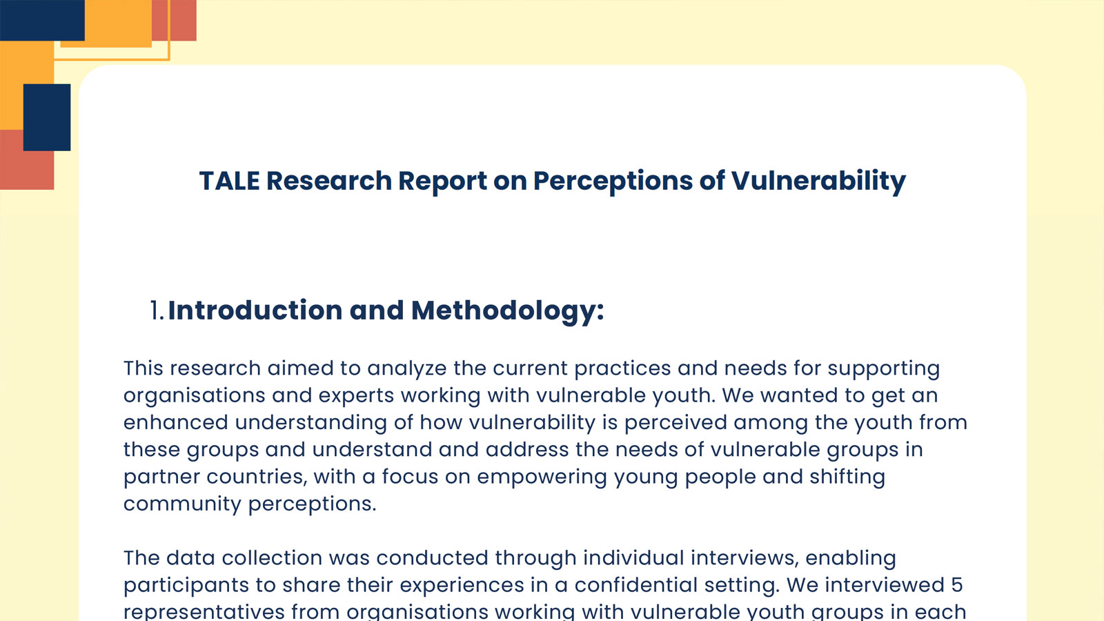 Researching Vulnerability as the Starting Point of the TALE Project